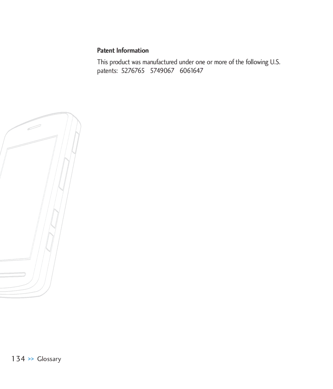 LG Electronics CU920 manual Patent Information 