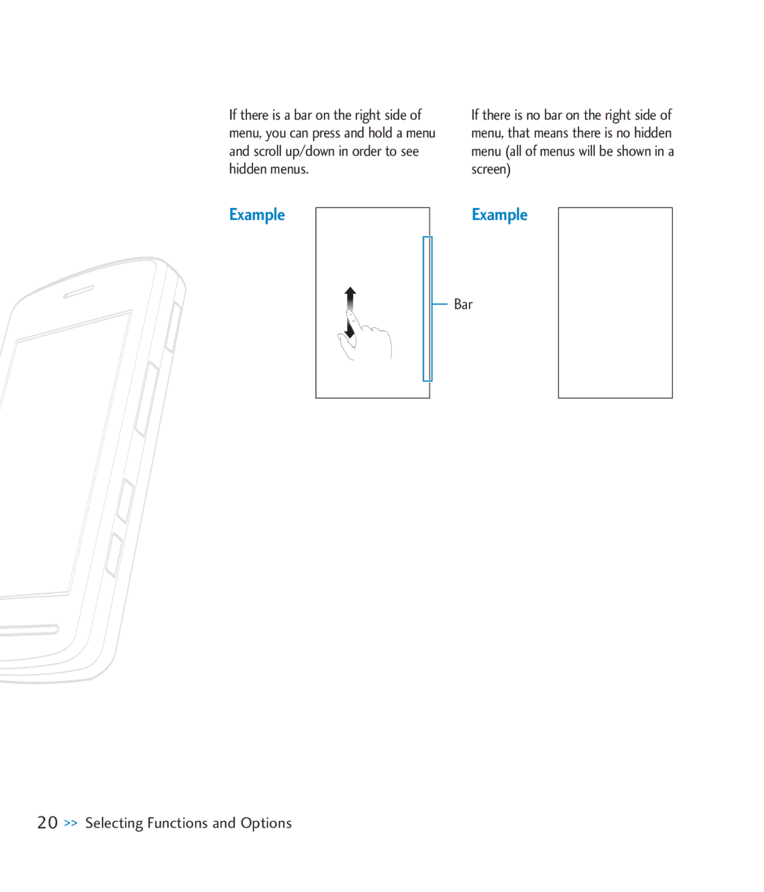 LG Electronics CU920 manual Example 