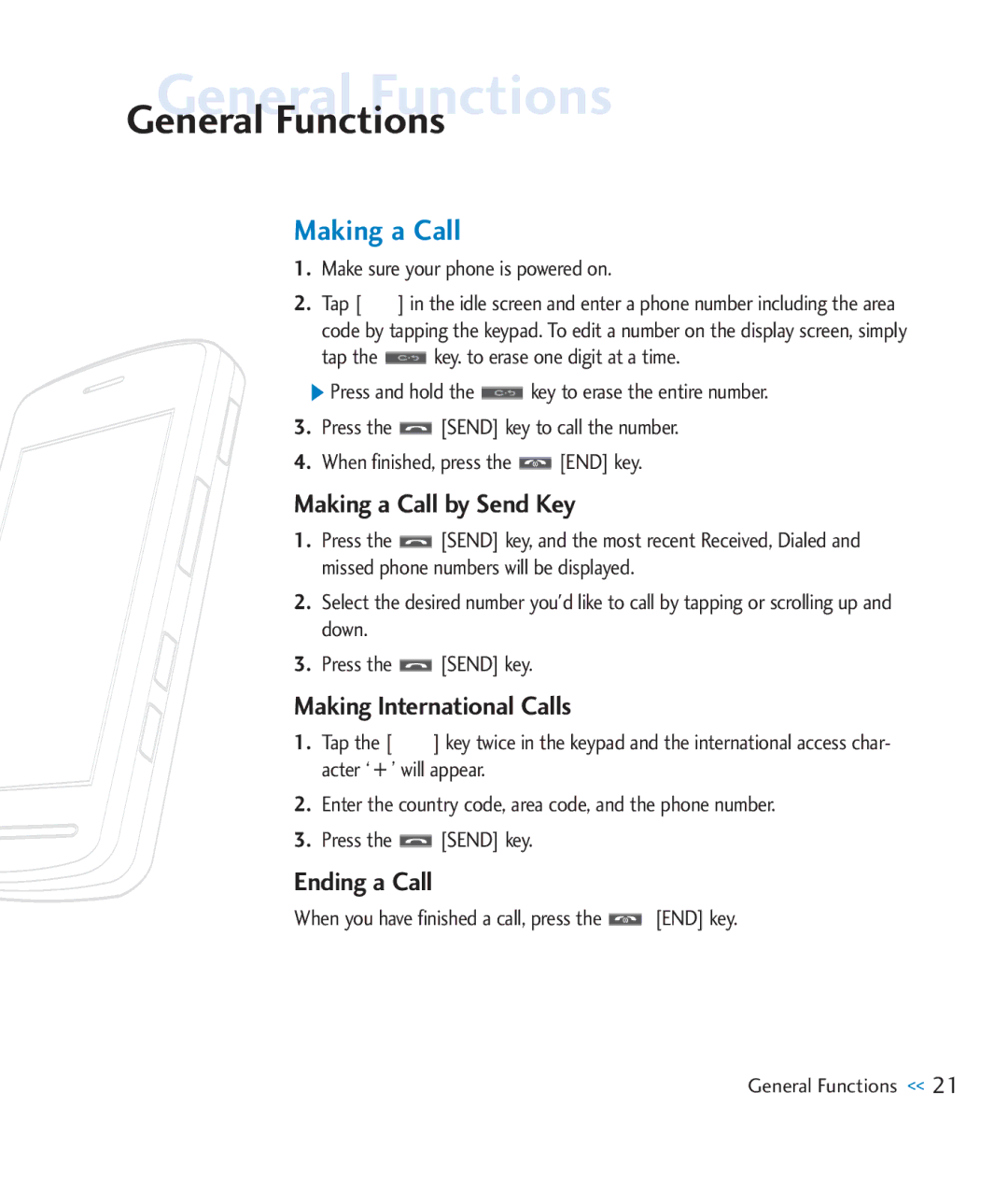 LG Electronics CU920 manual General Functions, Making a Call 