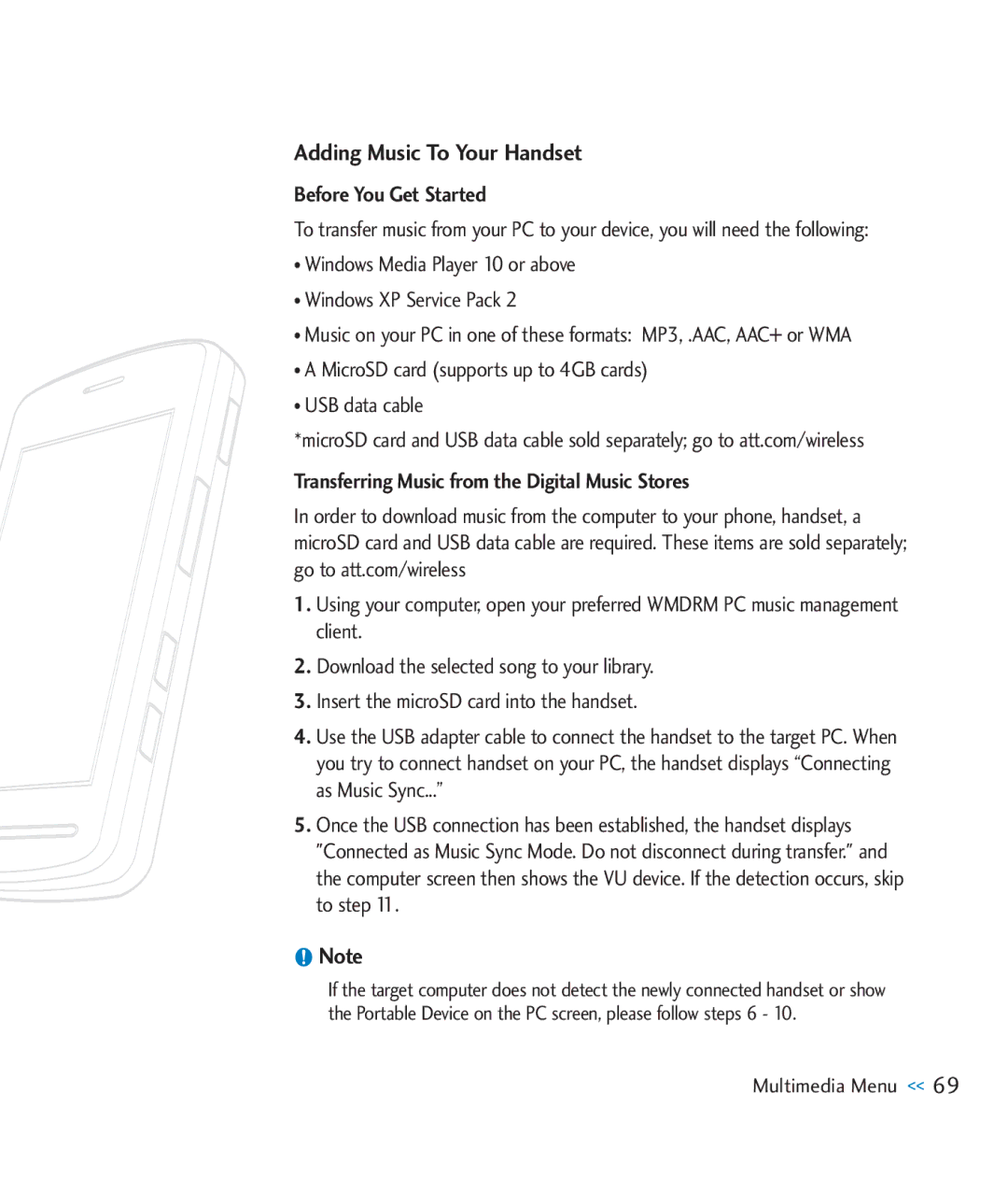 LG Electronics CU920 manual Before You Get Started, Windows Media Player 10 or above Windows XP Service Pack 