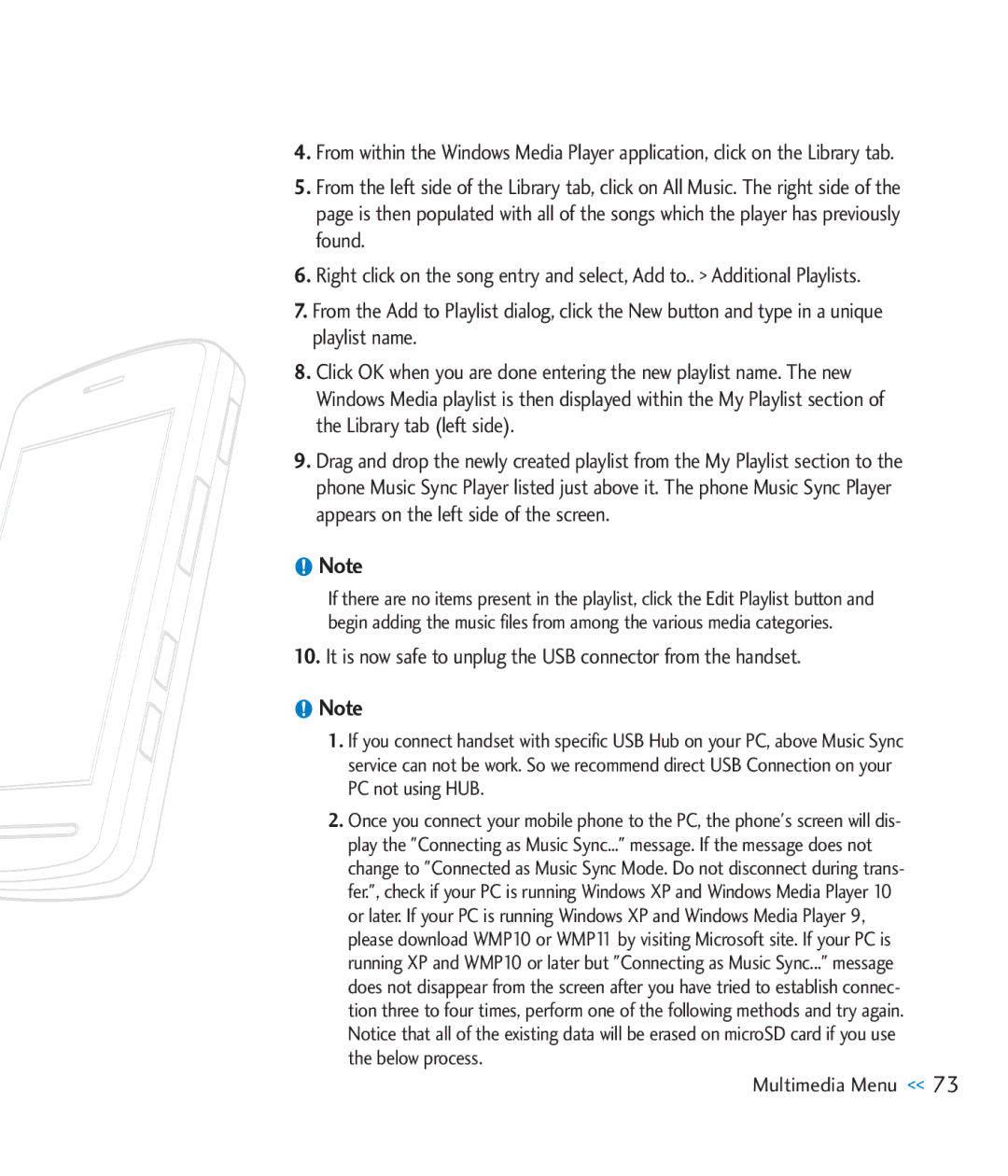 LG Electronics CU920 manual It is now safe to unplug the USB connector from the handset 