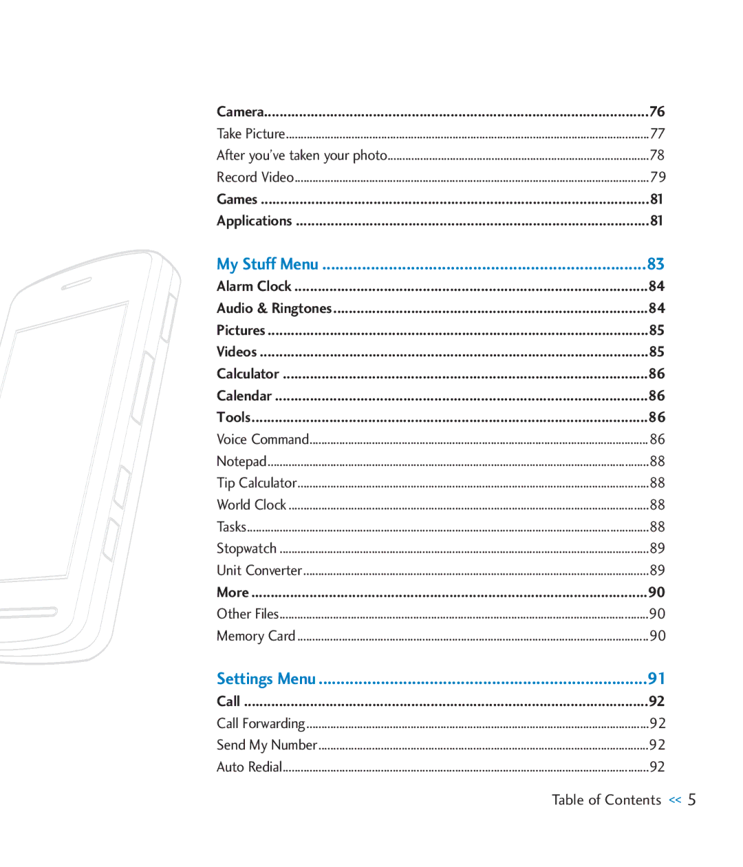 LG Electronics CU920 manual My Stuff Menu 