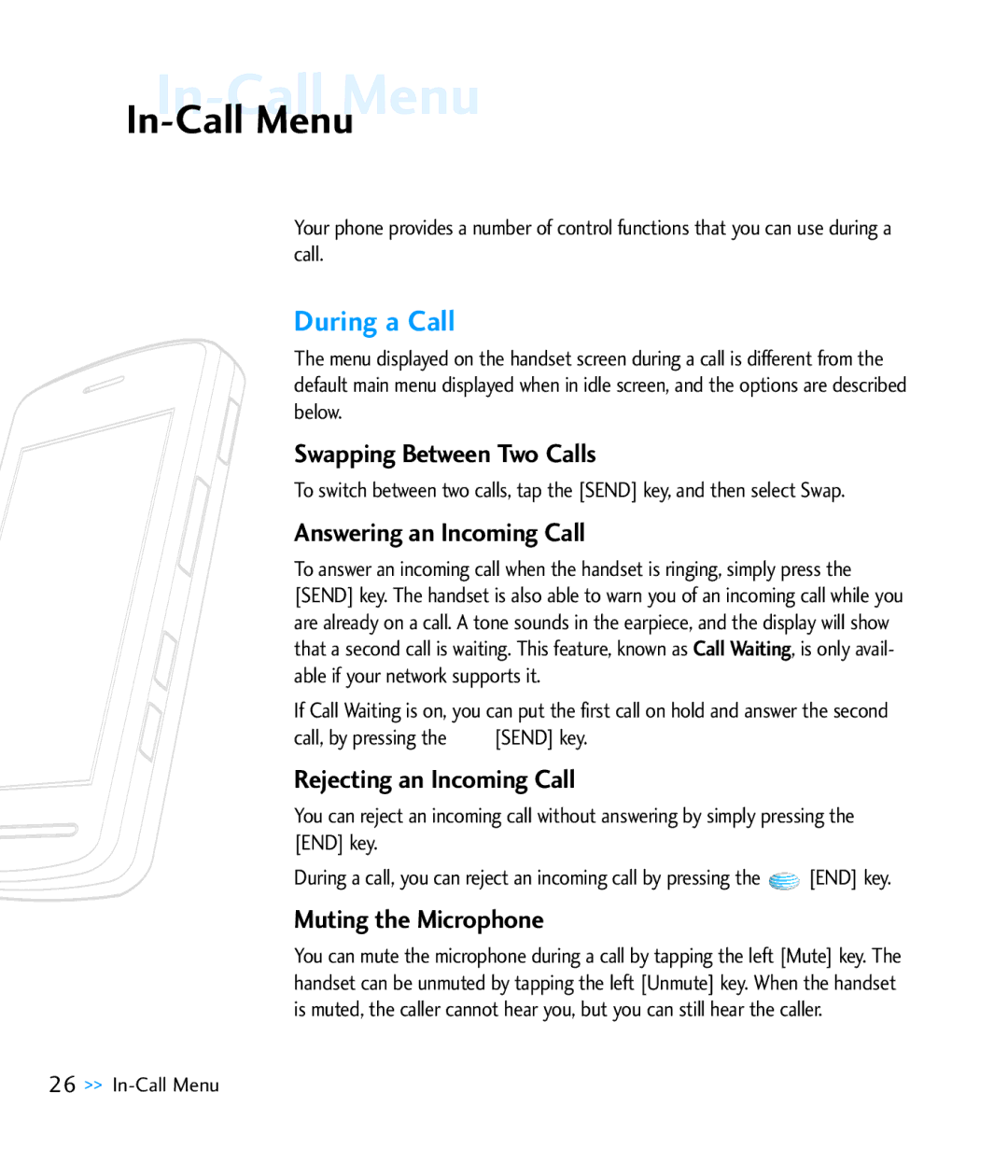 LG Electronics CU920 manual InIn-Call-CallMenuMenu, During a Call 