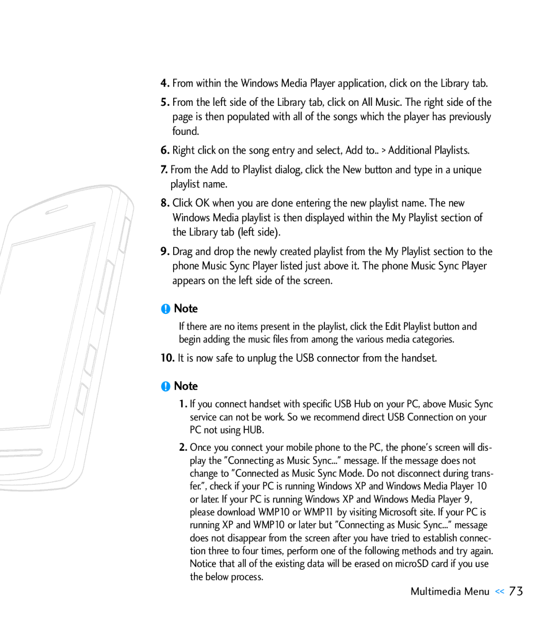 LG Electronics CU920 manual It is now safe to unplug the USB connector from the handset, PC not using HUB 