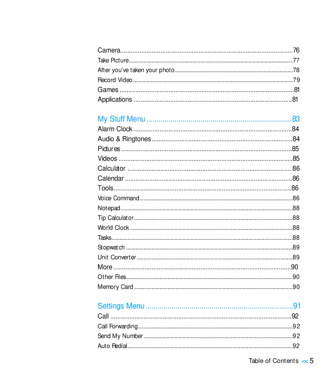 LG Electronics CU920 manual My Stuff Menu 