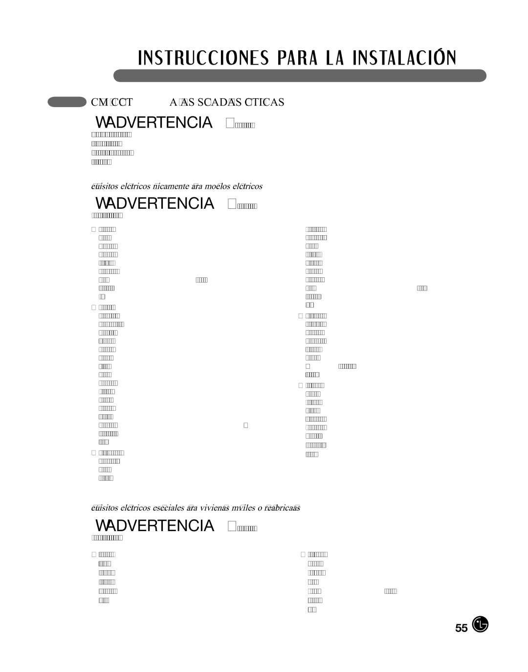 LG Electronics D2102W Cómo Conectar LAS Secadoras Eléctricas, Requisitos eléctricos únicamente para modelos eléctricos 