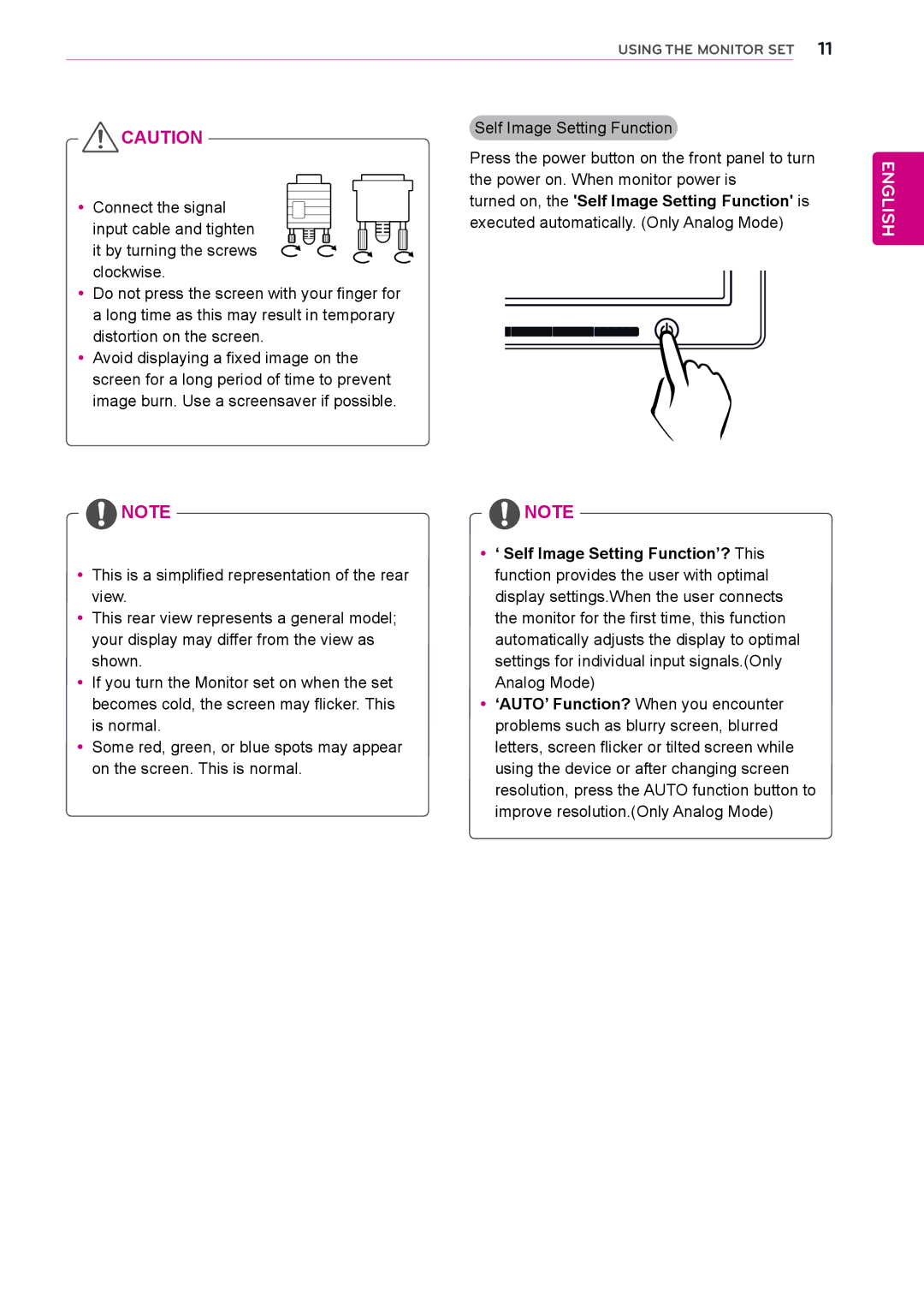 LG Electronics D2342P owner manual Turned on, the Self Image Setting Function is 