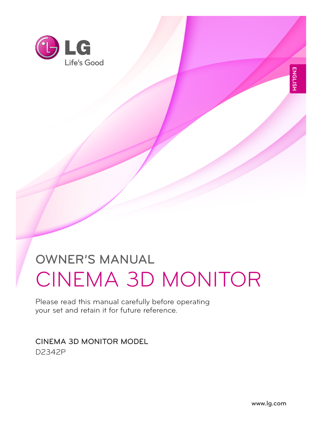 LG Electronics D2342P owner manual Cinema 3D Monitor 