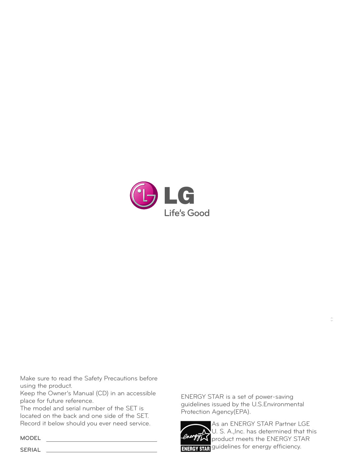 LG Electronics D2342P owner manual Make sure to read the Safety Precautions before using the product 
