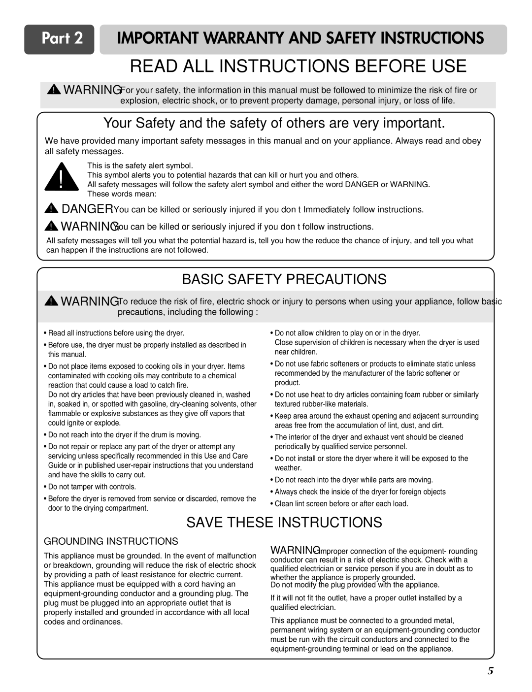 LG Electronics D2526W manual Read ALL Instructions Before USE, Basic Safety Precautions 