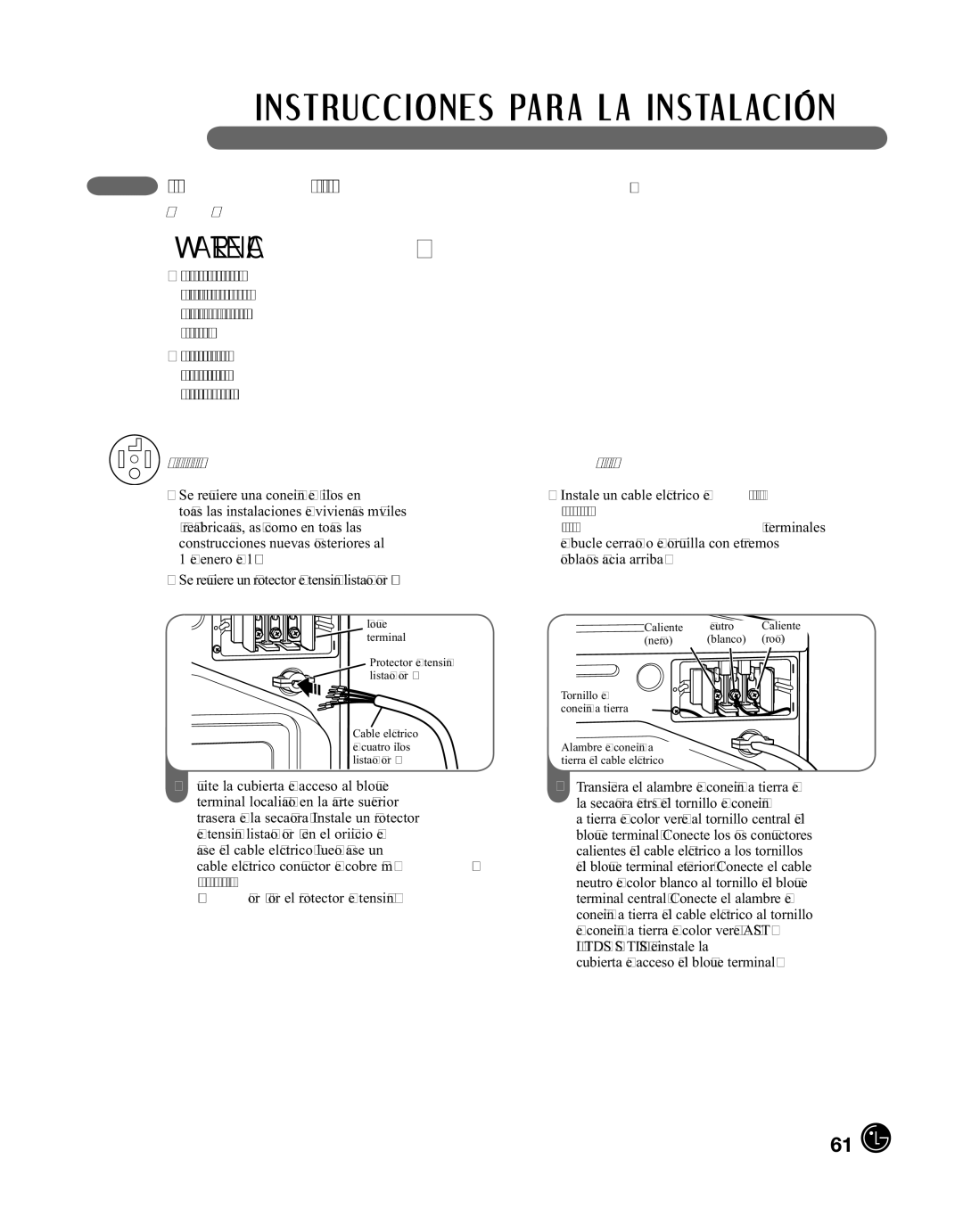 LG Electronics D2702V, D2702W, 3828EL3010Y manual Wadvertencia 