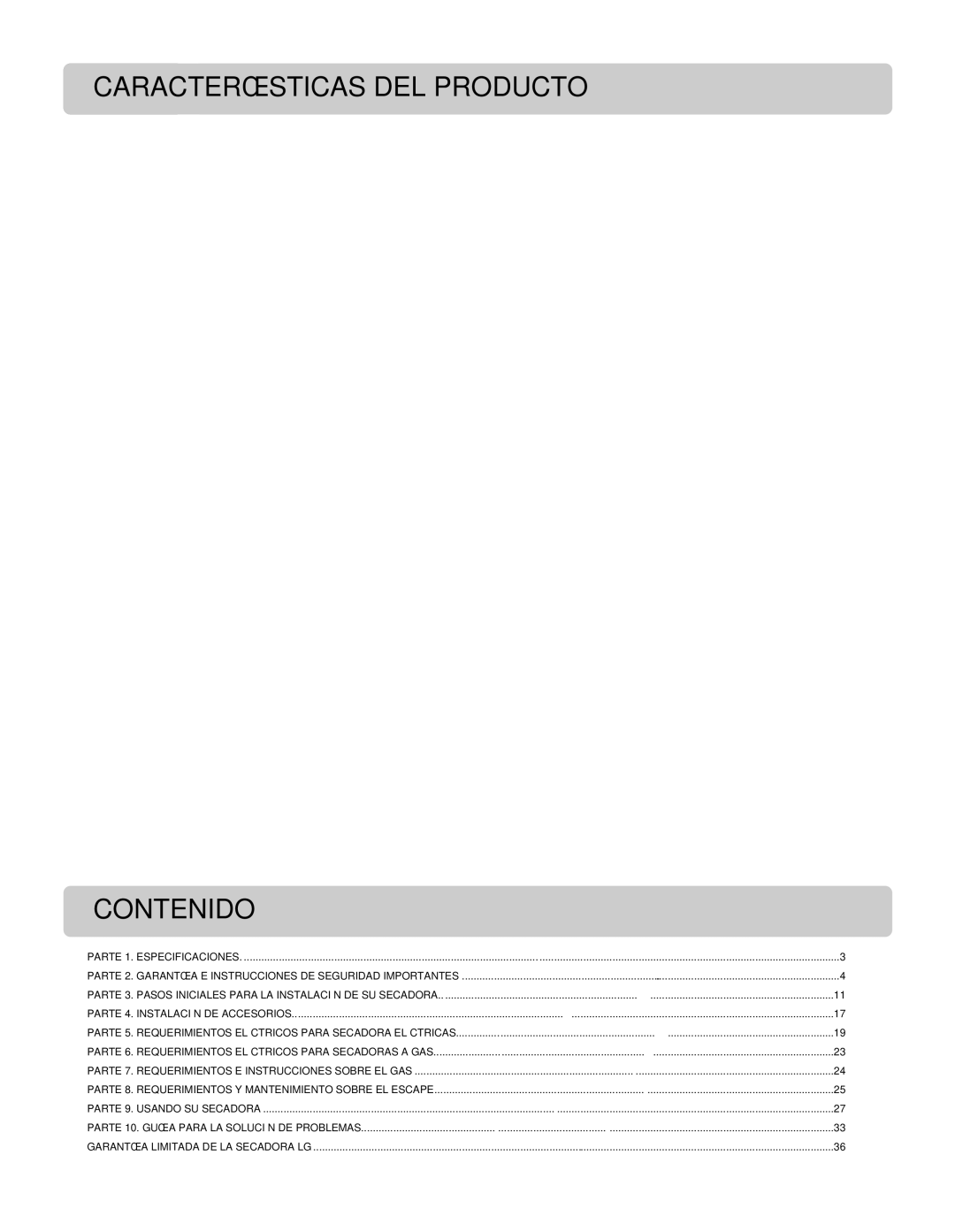 LG Electronics D3744S, D3744W manual Contenido 