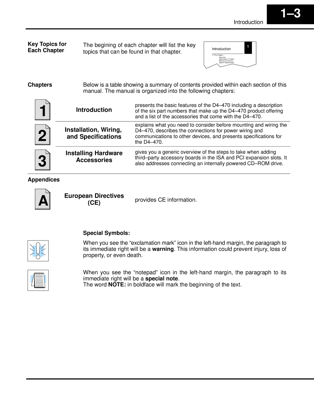 LG Electronics D4470 user manual Chapters, Appendices, Provides CE information, Special Symbols 