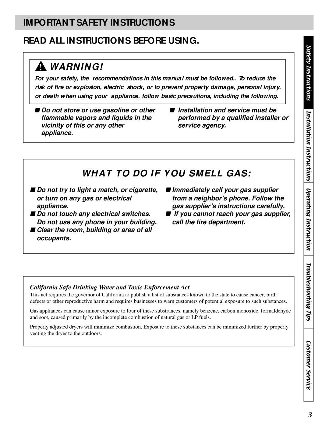 LG Electronics D2511W, D5932W, D2532W, D5911W, DLE2511W manual What to do if YOU Smell GAS 