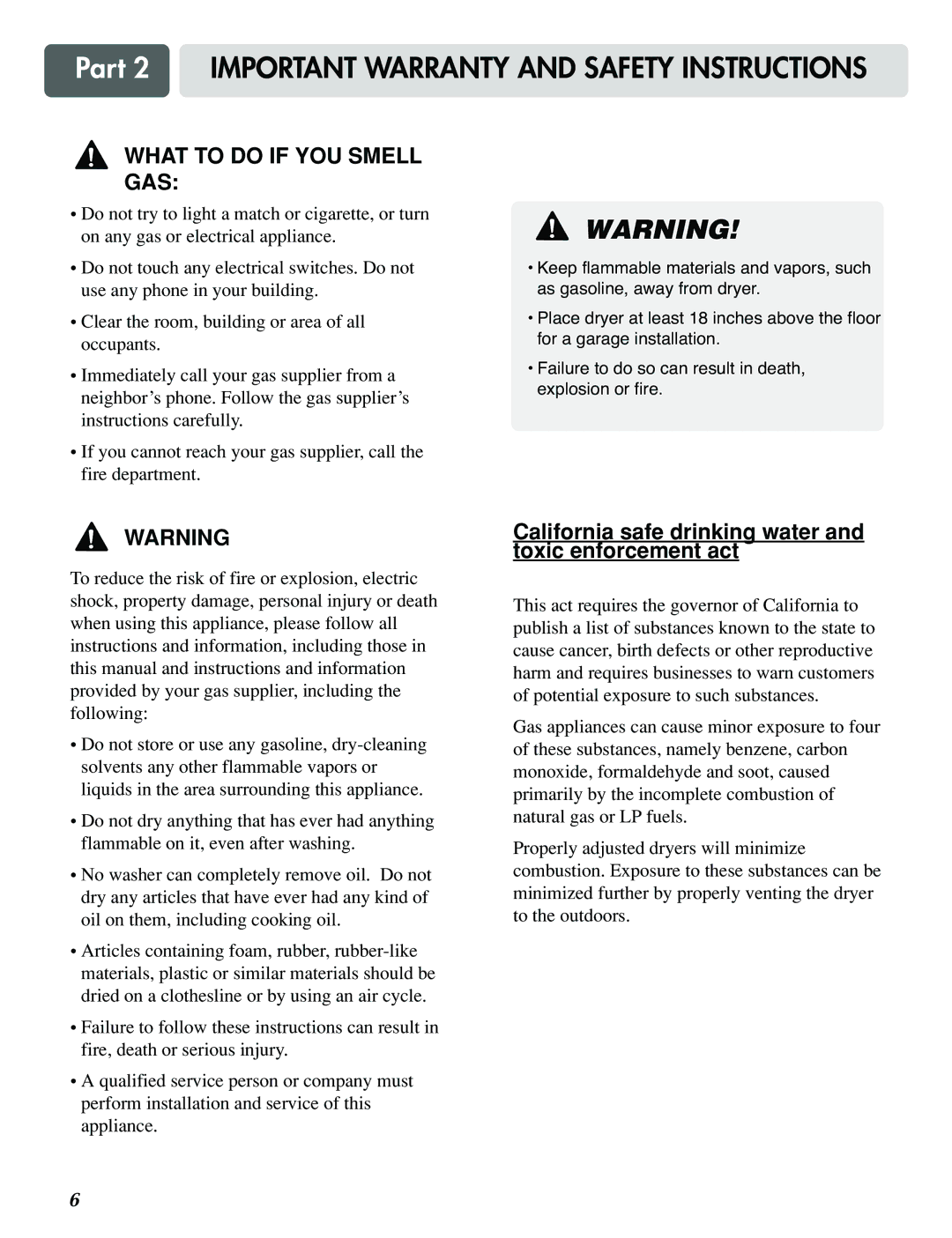 LG Electronics D5988B, D3788W, D5988W What to do if YOU Smell GAS, California safe drinking water and toxic enforcement act 