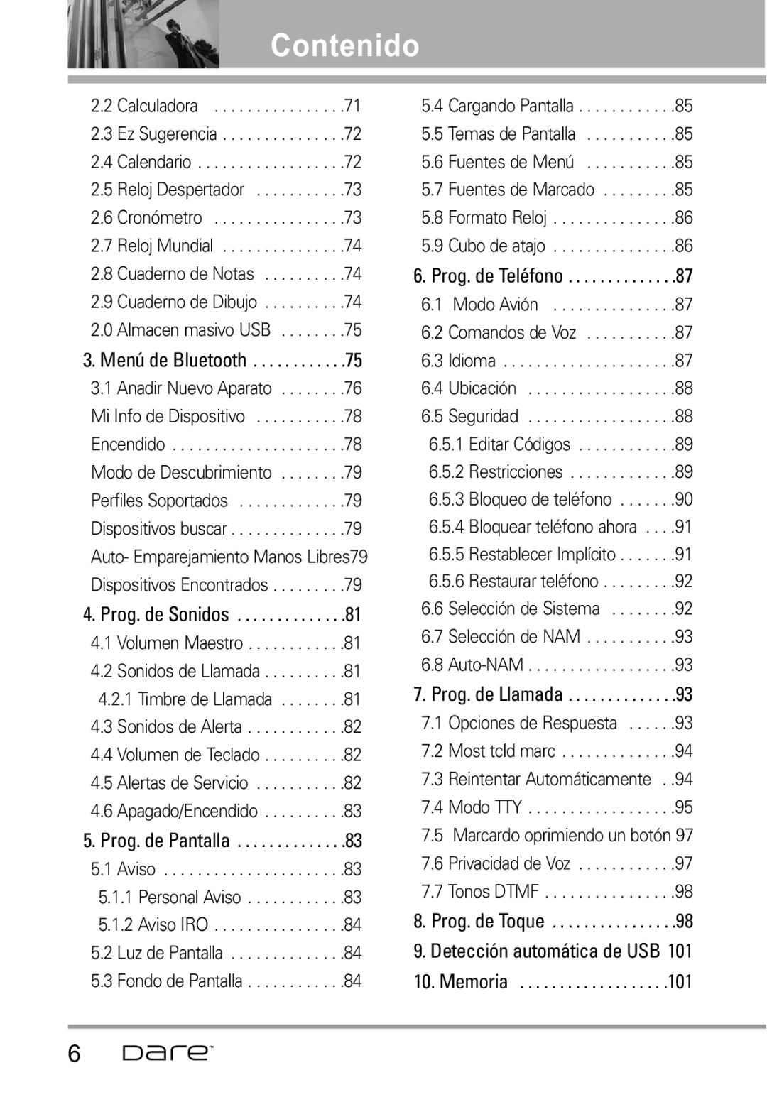 LG Electronics Dare manual Contenido 