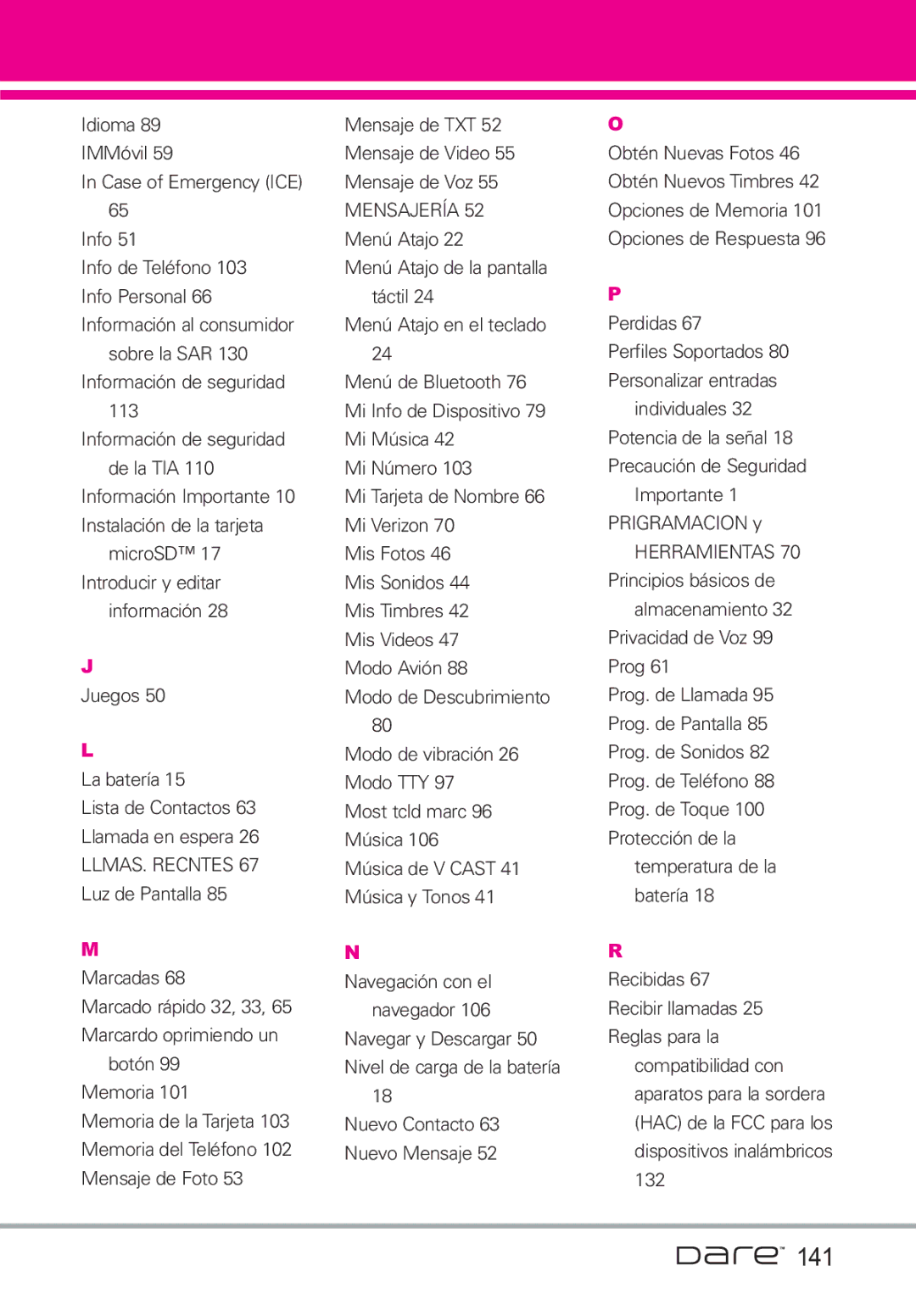 LG Electronics Dare manual 141, Mensajería 