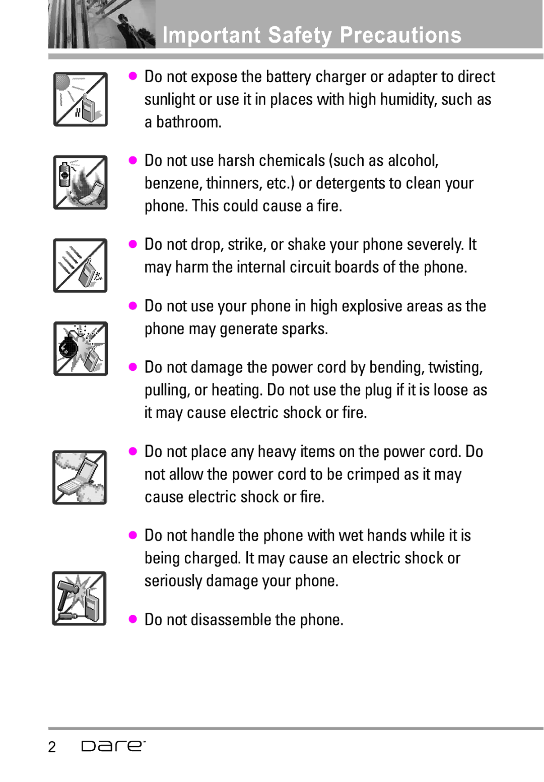 LG Electronics Dare manual Do not disassemble the phone 