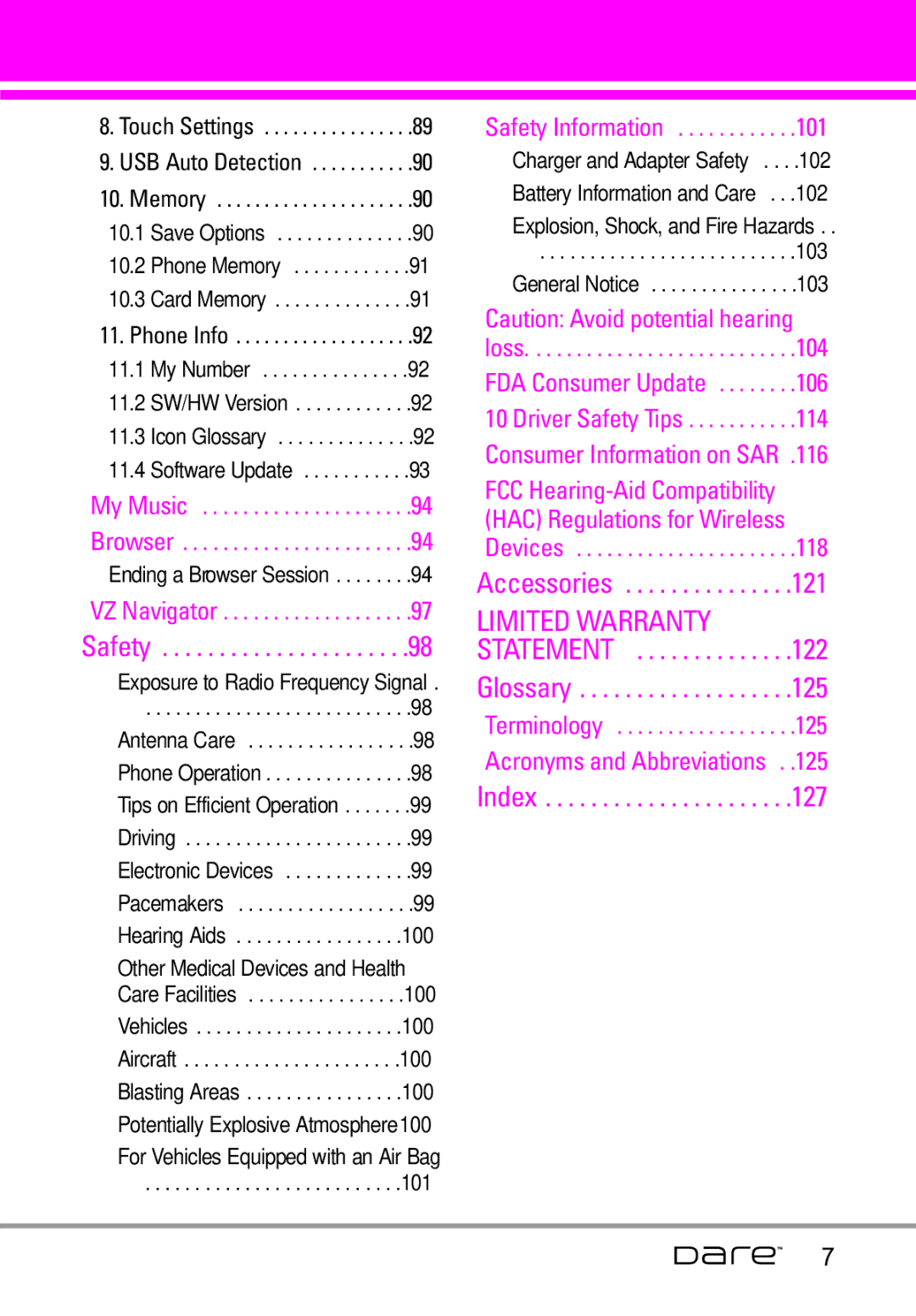 LG Electronics Dare manual For Vehicles Equipped with an Air Bag, General Notice 