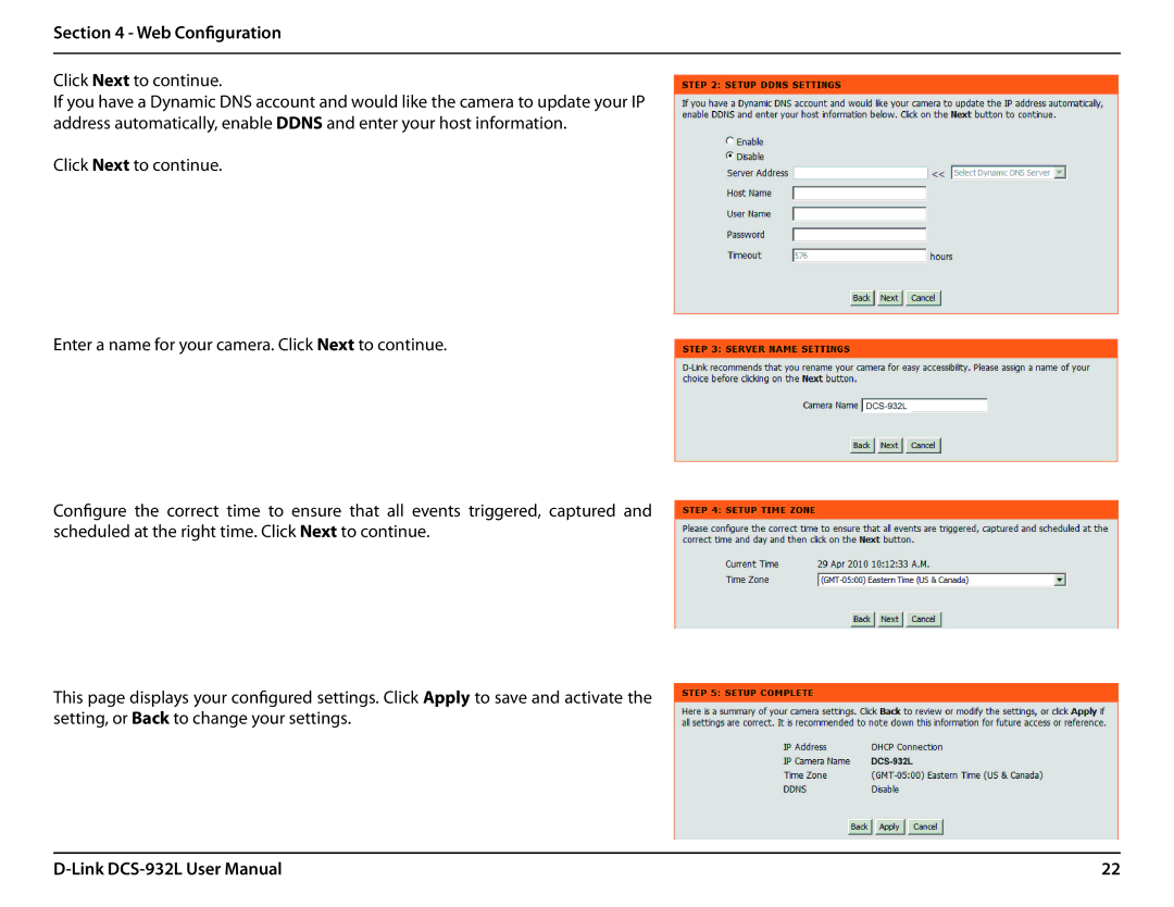 LG Electronics DCS-932L user manual Web Configuration 