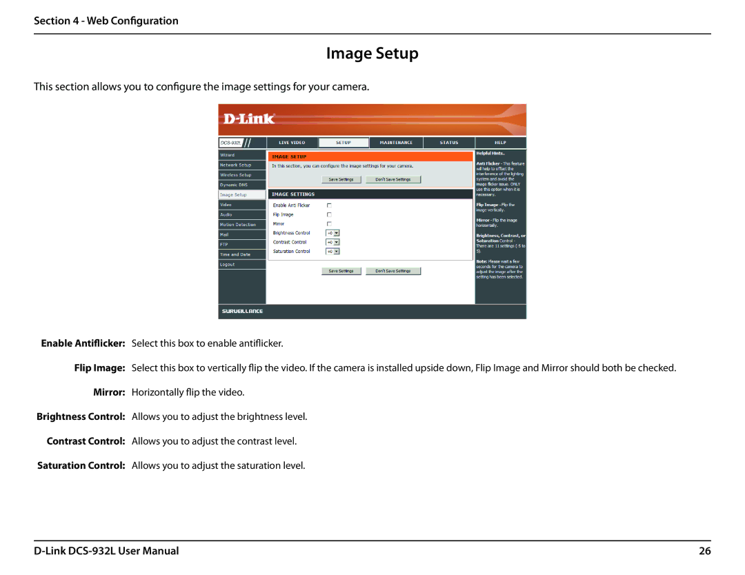 LG Electronics DCS-932L user manual Image Setup 