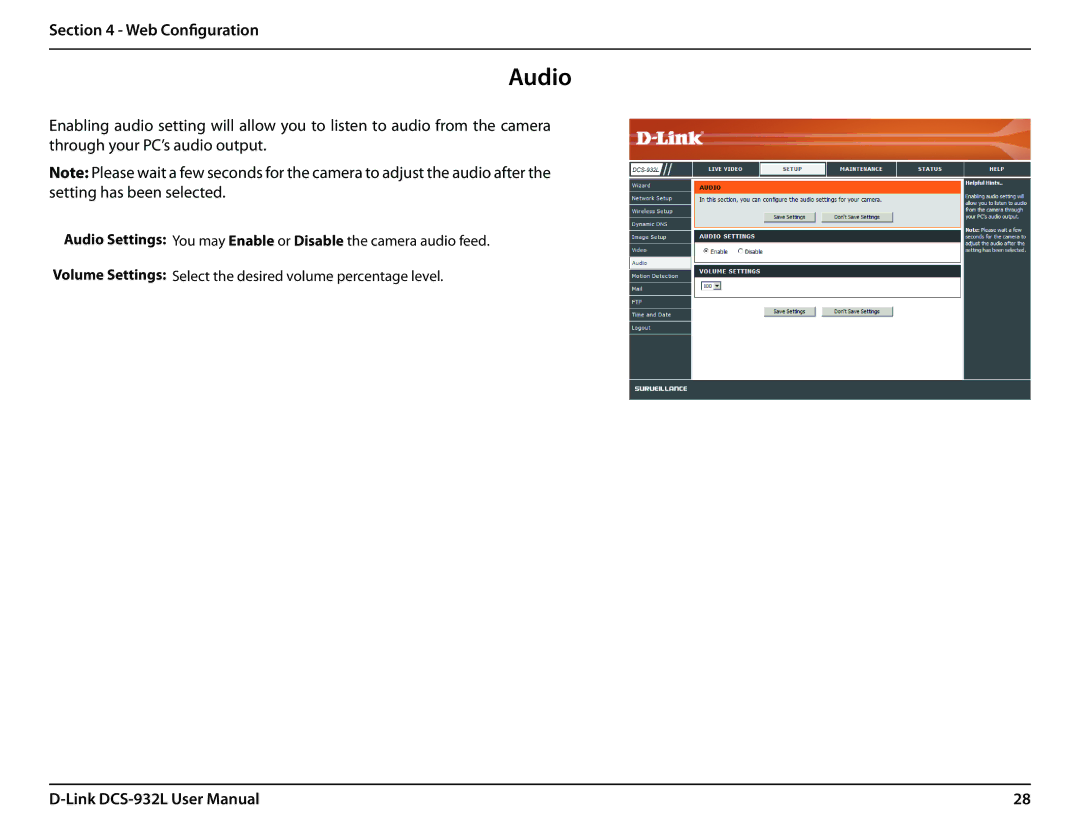 LG Electronics DCS-932L user manual Audio 