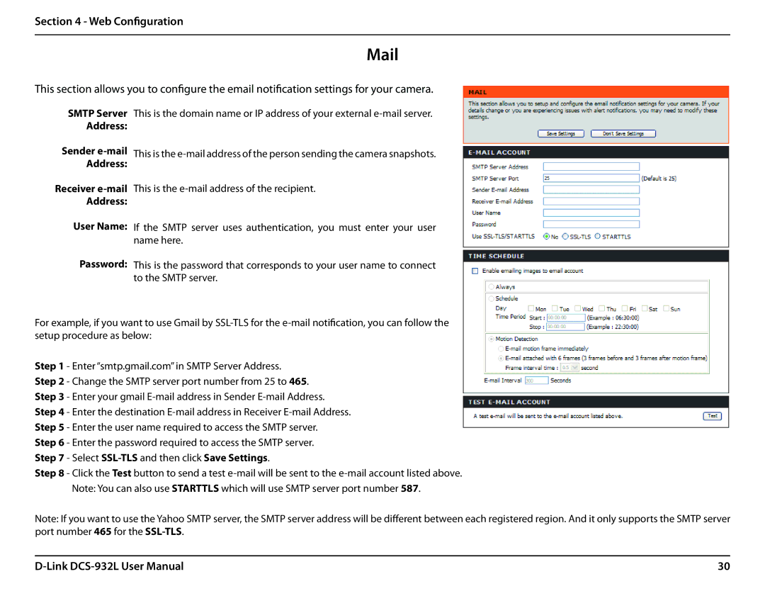 LG Electronics DCS-932L user manual Mail, User Name Password 