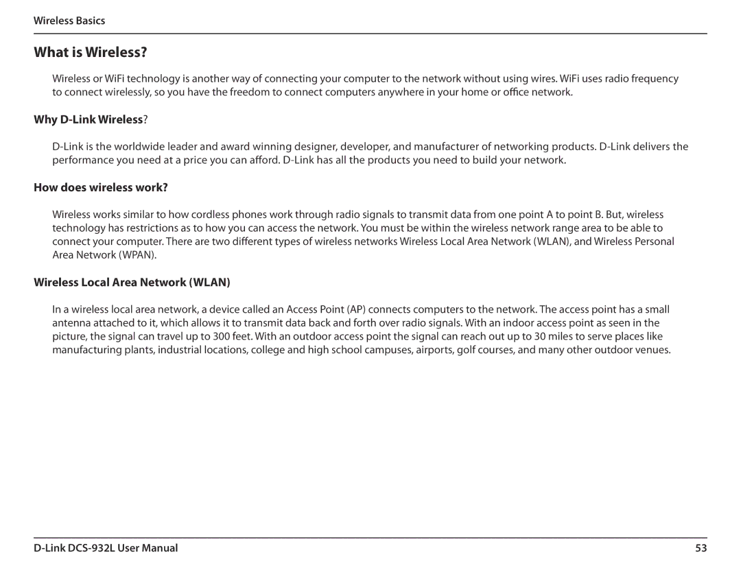 LG Electronics DCS-932L user manual What is Wireless? 