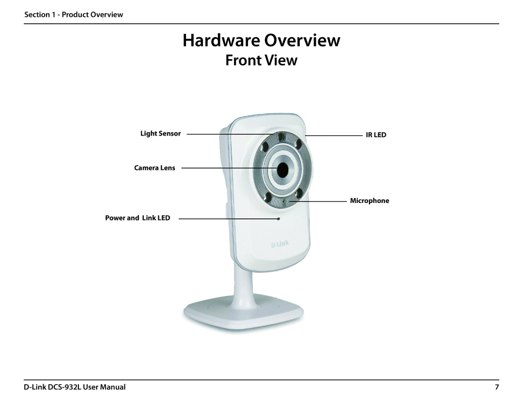 LG Electronics DCS-932L user manual Hardware Overview 