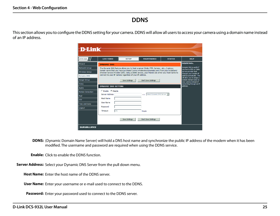 LG Electronics user manual Ddns, Web Configuration, D-Link DCS-932L User Manual 