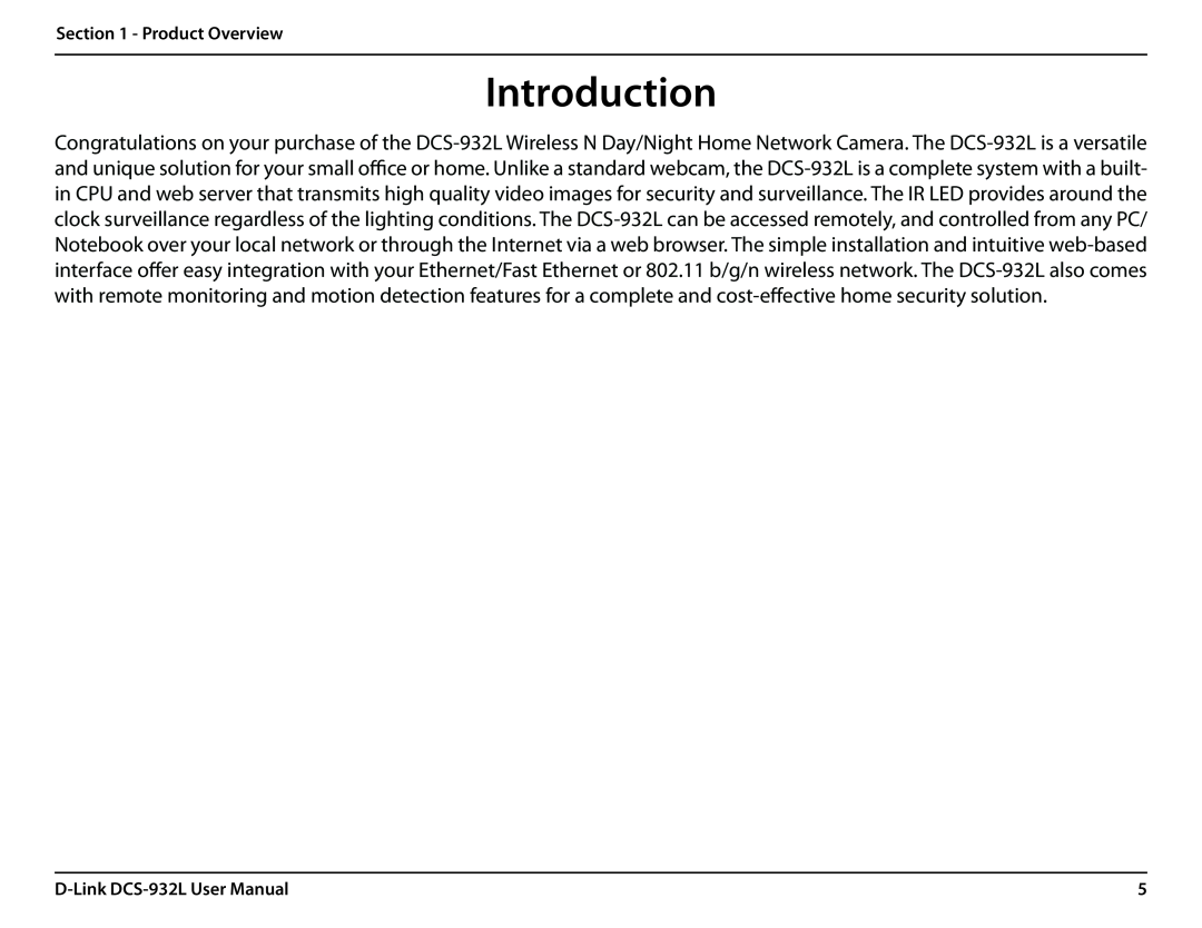 LG Electronics DCS-932L user manual Introduction 