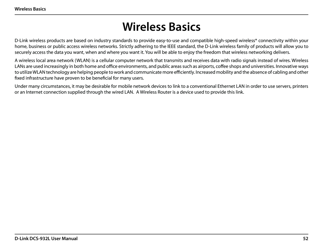 LG Electronics user manual Wireless Basics, D-Link DCS-932L User Manual 