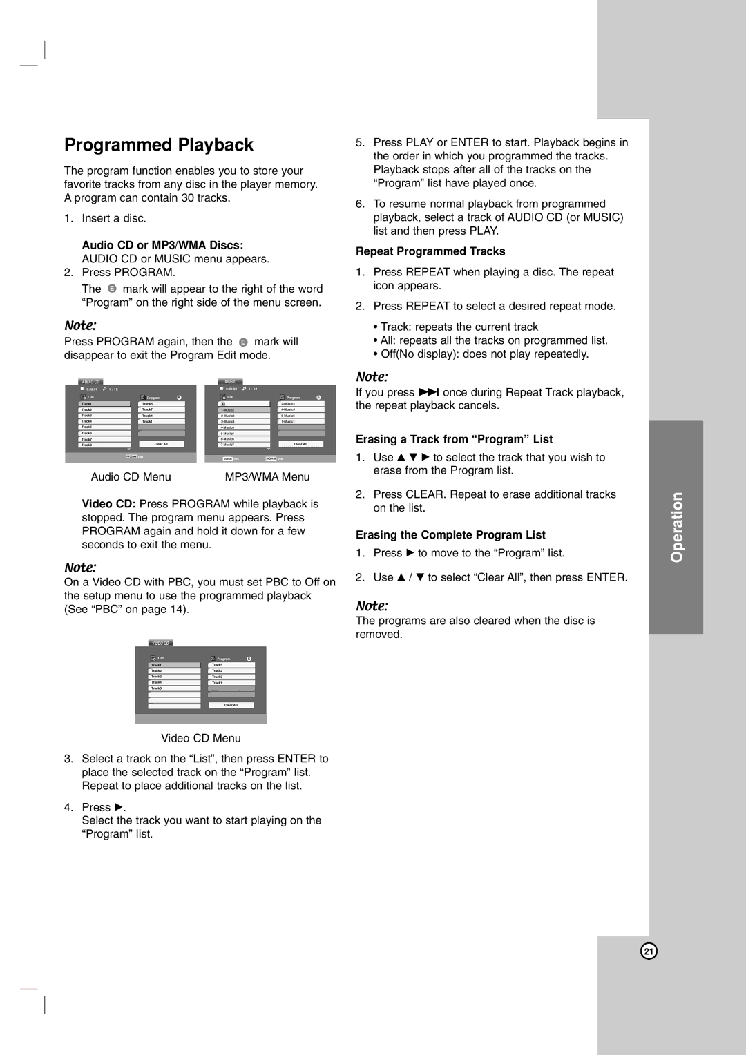 LG Electronics DGK588XB, DGK585XB owner manual Programmed Playback 