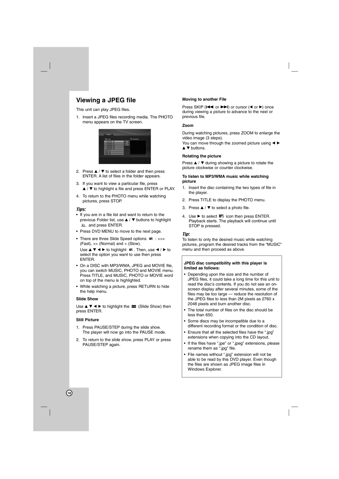 LG Electronics DGK775, DGK774 owner manual Viewing a Jpeg file 