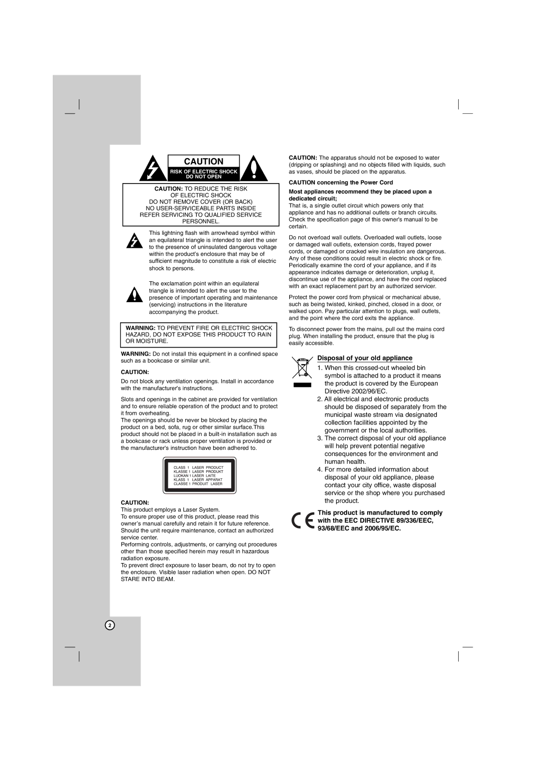 LG Electronics DGK775, DGK774 owner manual Disposal of your old appliance 