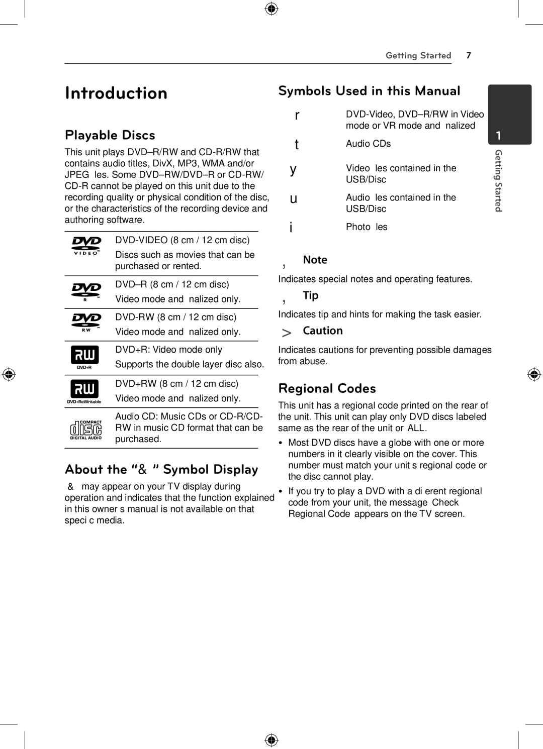 LG Electronics DH4220S owner manual Introduction, Playable Discs, About the & Symbol Display Symbols Used in this Manual 