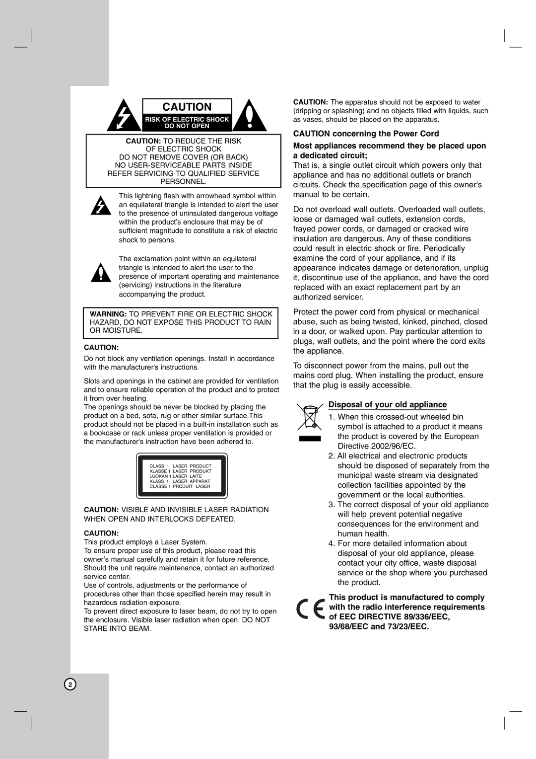 LG Electronics DK673X, DK676X, DK677X, DK678X owner manual Disposal of your old appliance 