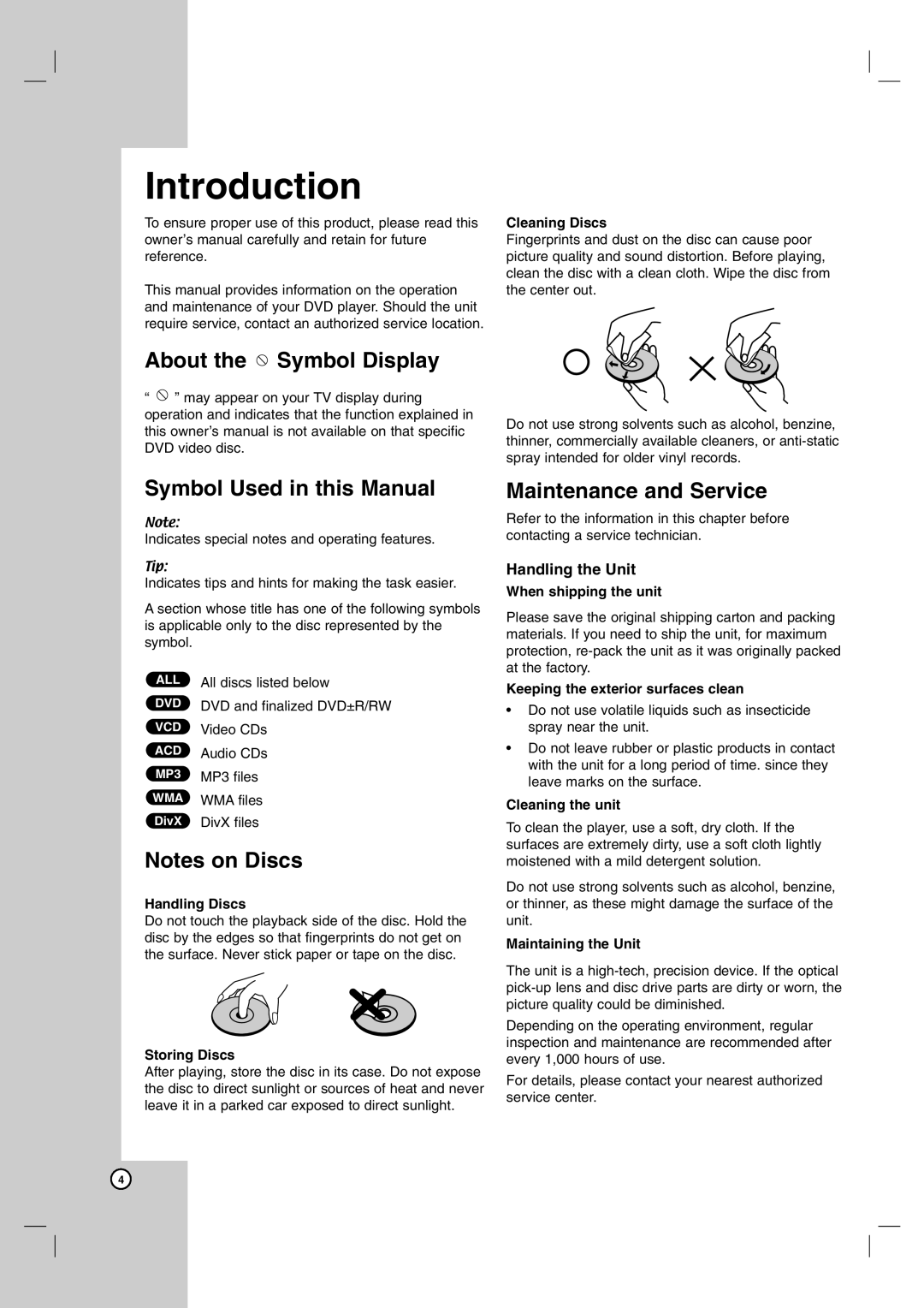 LG Electronics DK676X, DK677X, DK673X, DK678X About the Symbol Display Symbol Used in this Manual, Maintenance and Service 