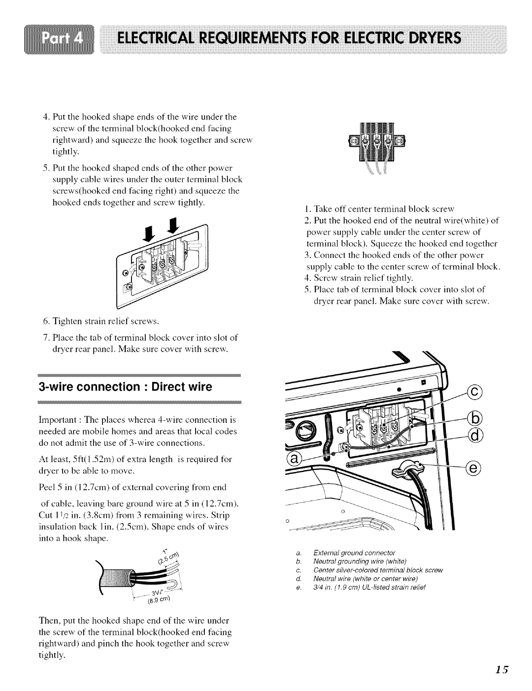 LG Electronics D 5988W, DLE 5977W, DLE 5977 B, D 5988 B owner manual Wire connection Direct wire 