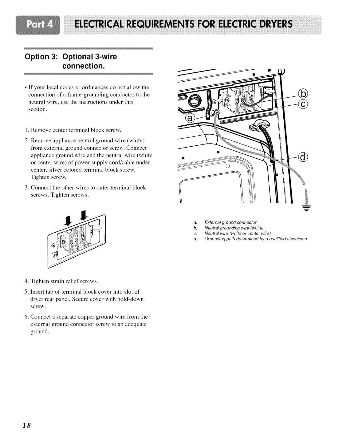 LG Electronics D 5988 B, DLE 5977W, DLE 5977 B, D 5988W owner manual Option 3 Optional 3-wire connection 