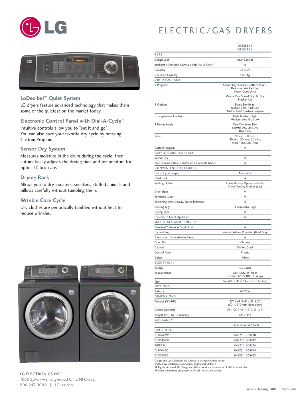 LG Electronics DLE0442 LoDecibel Quiet System, Electronic Control Panel with Dial-A-Cycle, Sensor Dry System, Drying Rack 