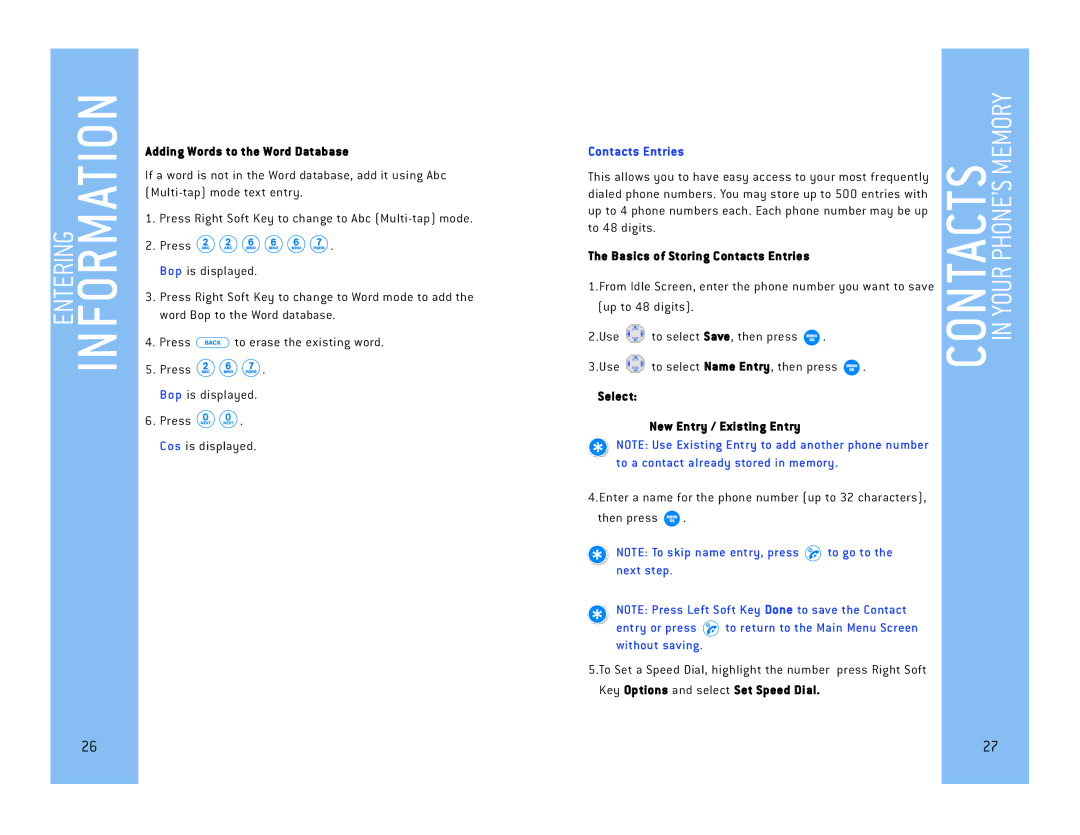 LG Electronics DM L200 manual Adding Words to the Word Database, Basics of Storing Contacts Entries 