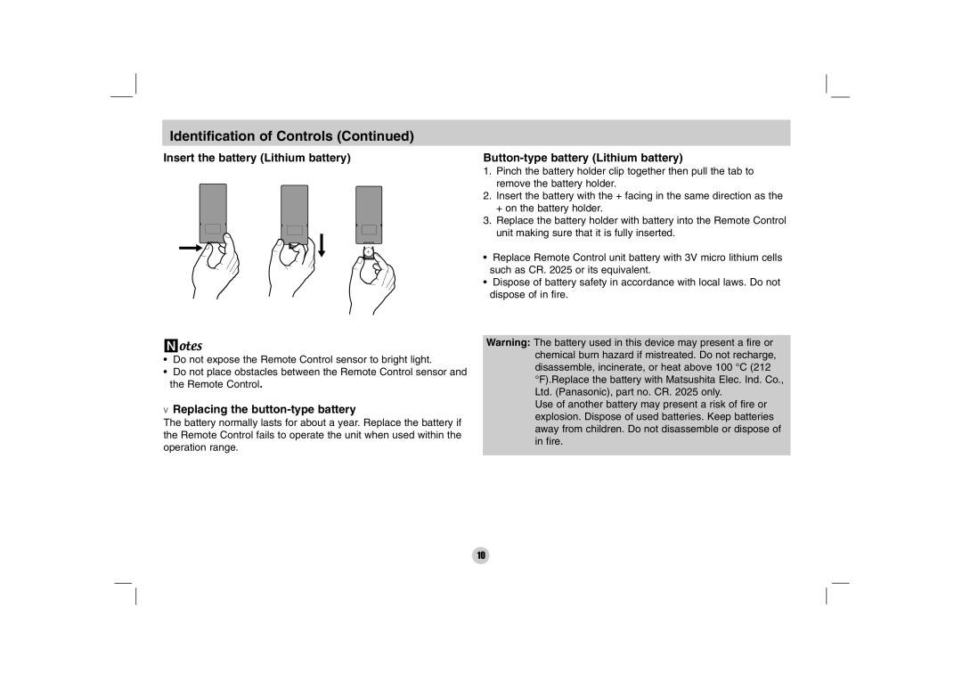 LG Electronics DP170 owner manual Insert the battery Lithium battery 