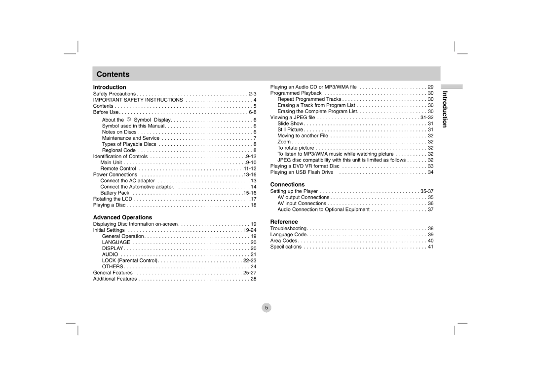 LG Electronics DP771 owner manual Contents 