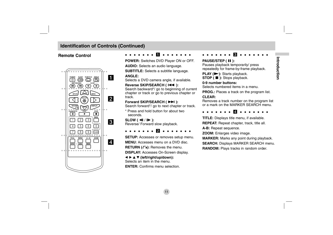 LG Electronics DP771 owner manual Remote Control, Slow t / T, Number buttons 