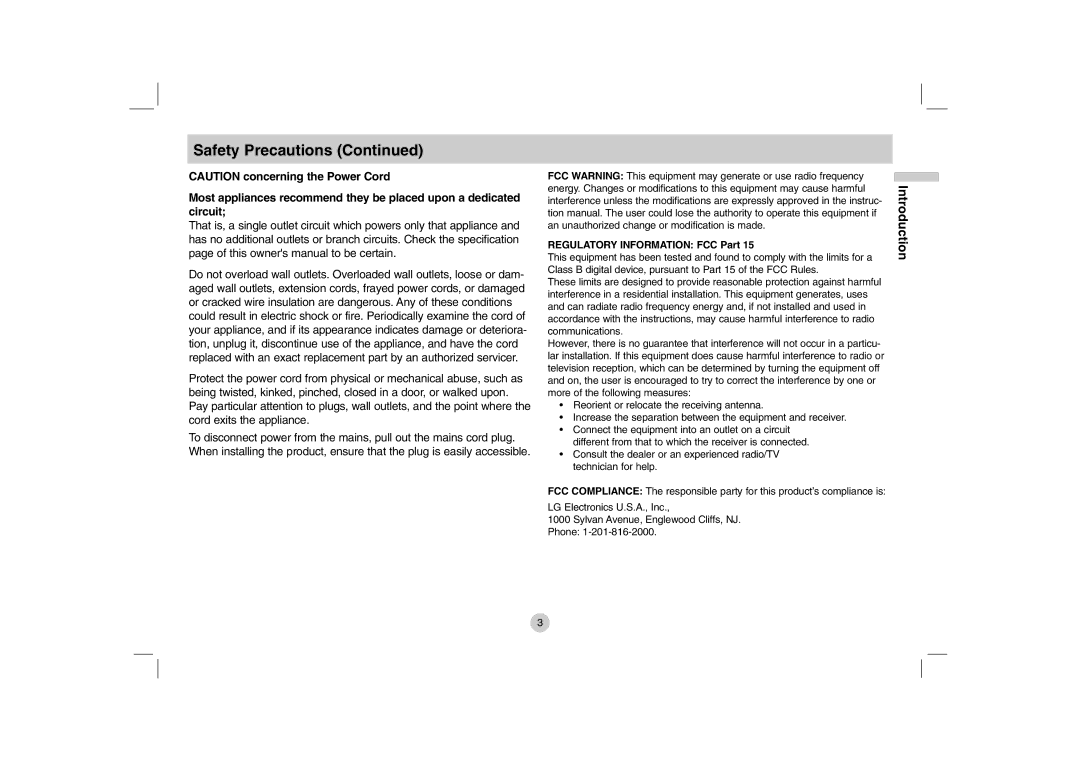 LG Electronics DP280-N, DP781 owner manual Introduction 