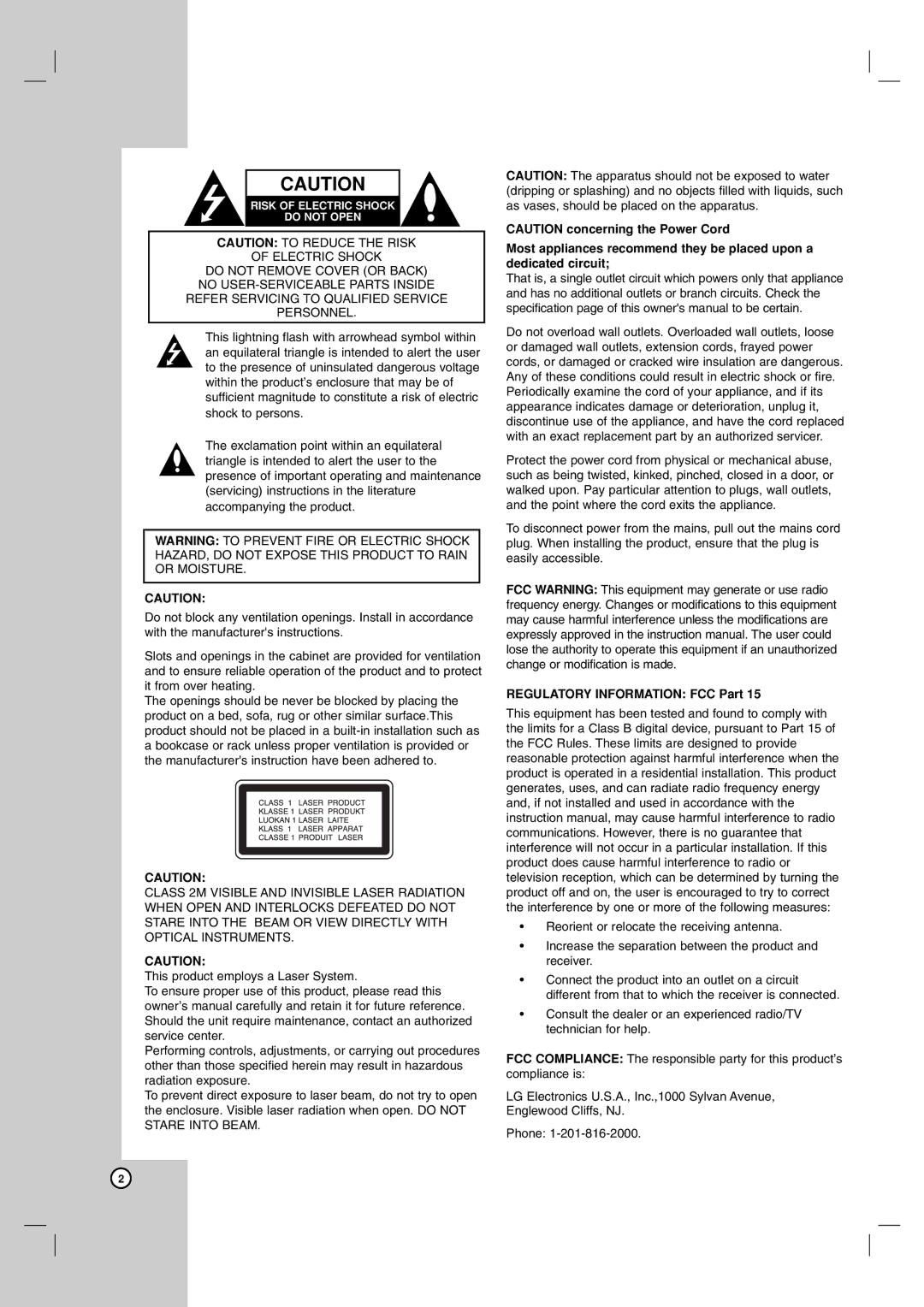 LG Electronics DR1F9H owner manual Regulatory Information FCC Part 