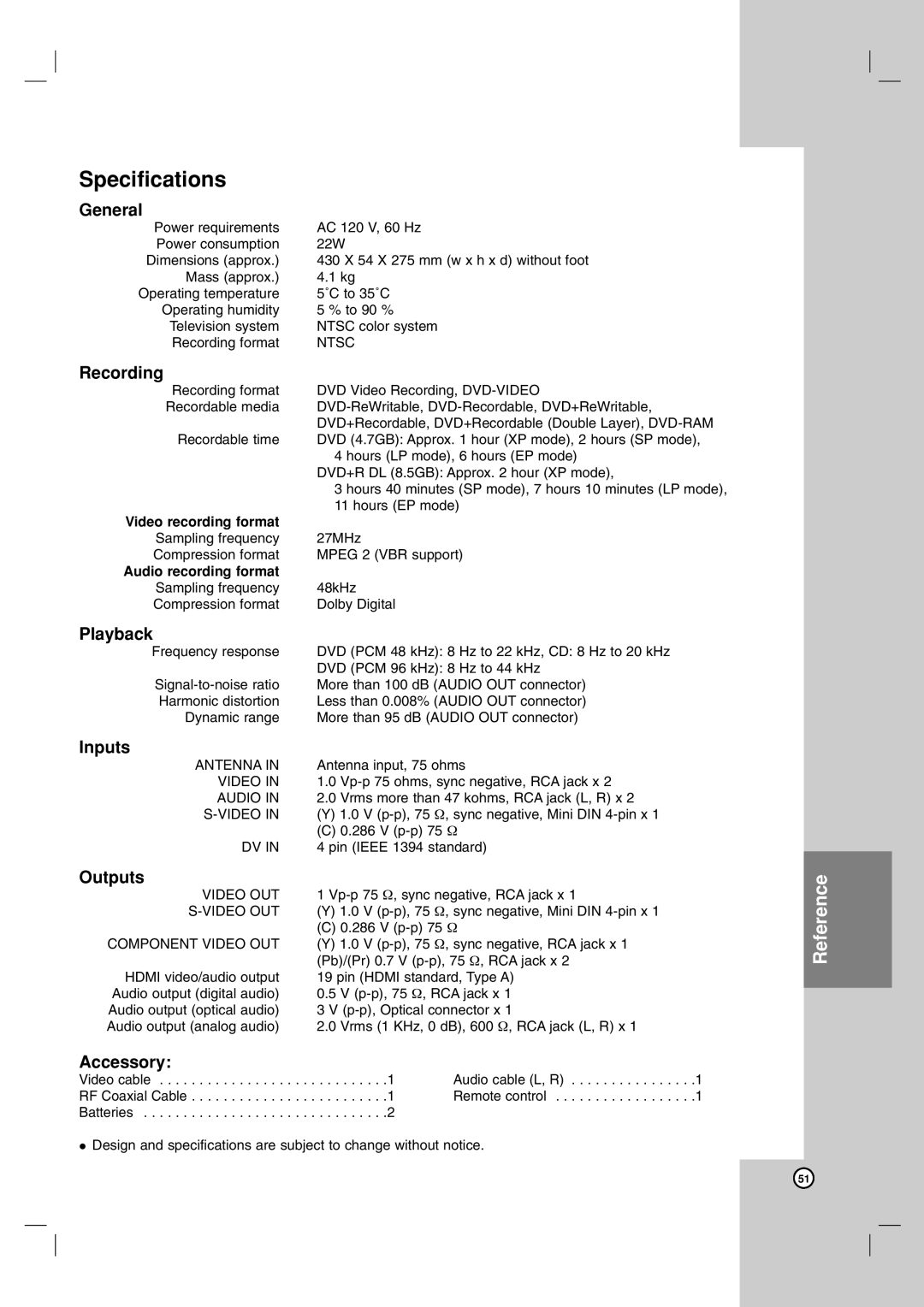 LG Electronics DR1F9H owner manual Specifications 