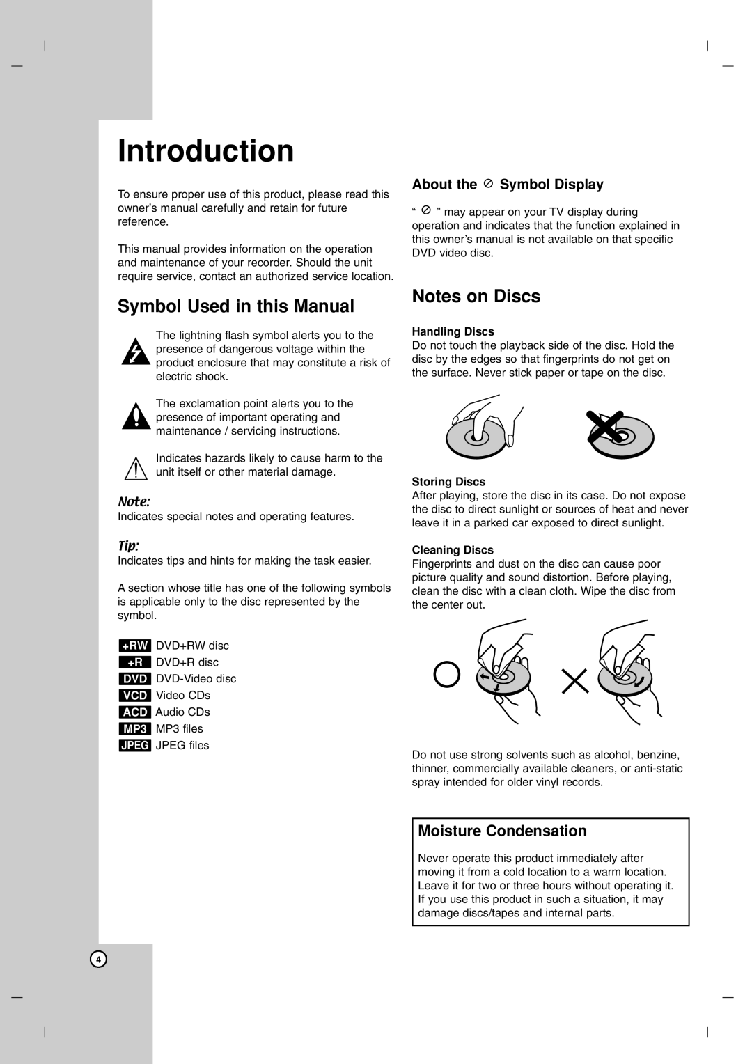 LG Electronics DR7400 owner manual Introduction, Symbol Used in this Manual, About the Symbol Display 