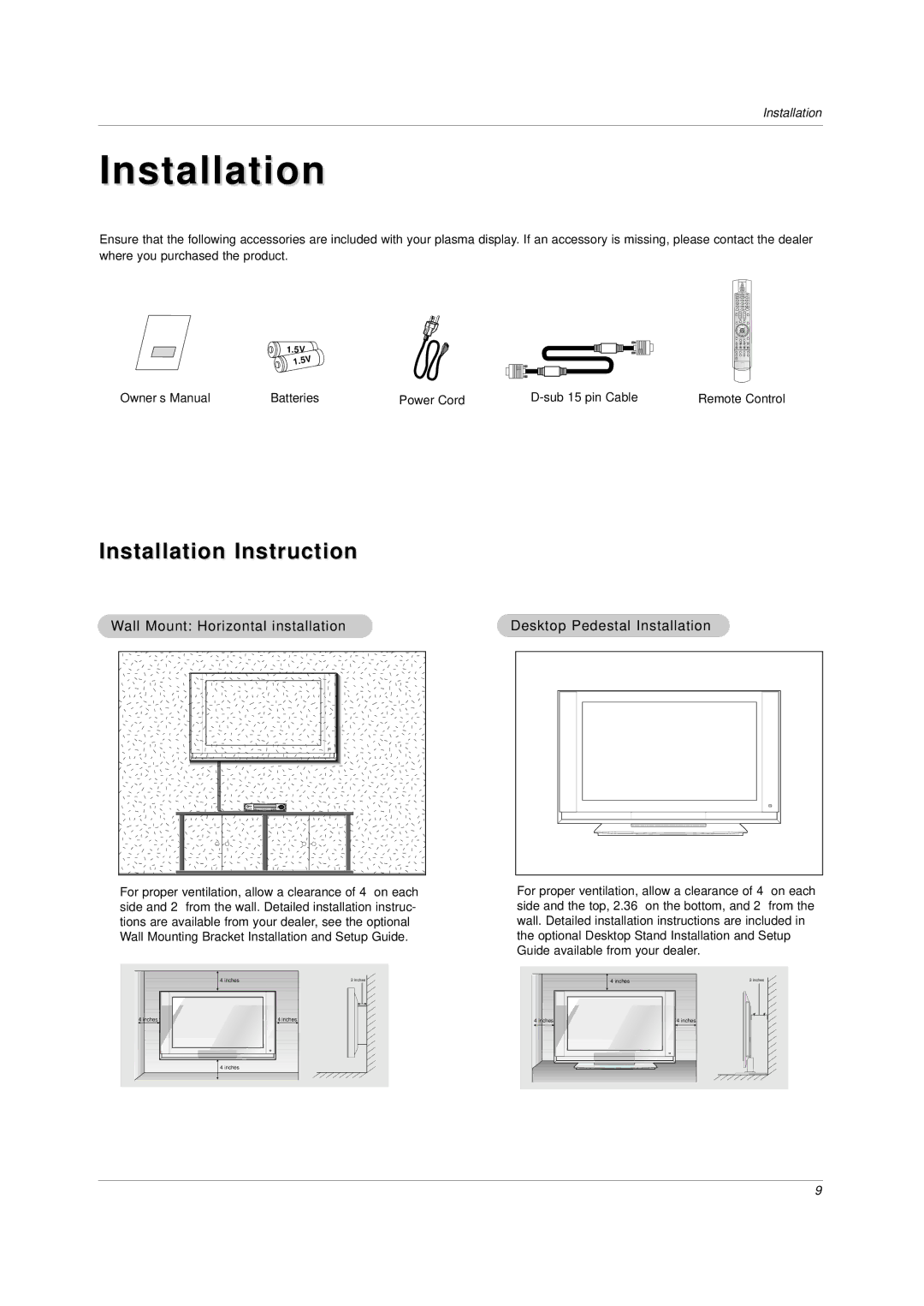 LG Electronics DU-30LZ30, DU-42LZ30 owner manual Installation Instruction 